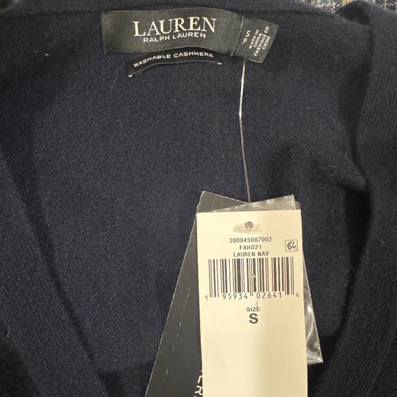LAUREN RALPH LAUREN NWT 100% Washable Cashmere Dolman Sleeve Cardigan Navy S - Picture 9 of 10